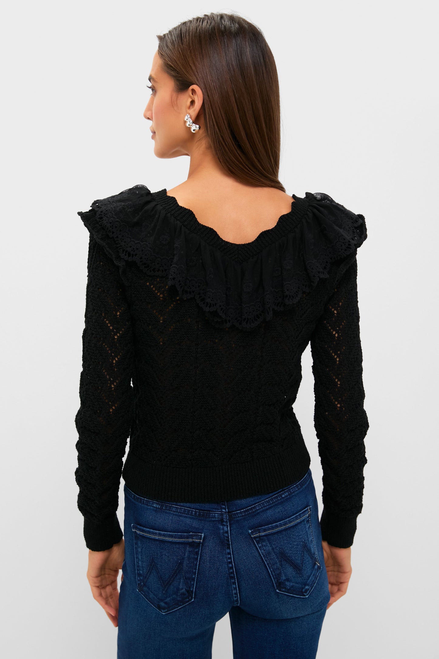 Black Pointelle Knit Sherry Top