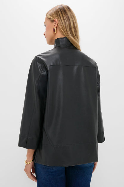Black Leather Margot Top