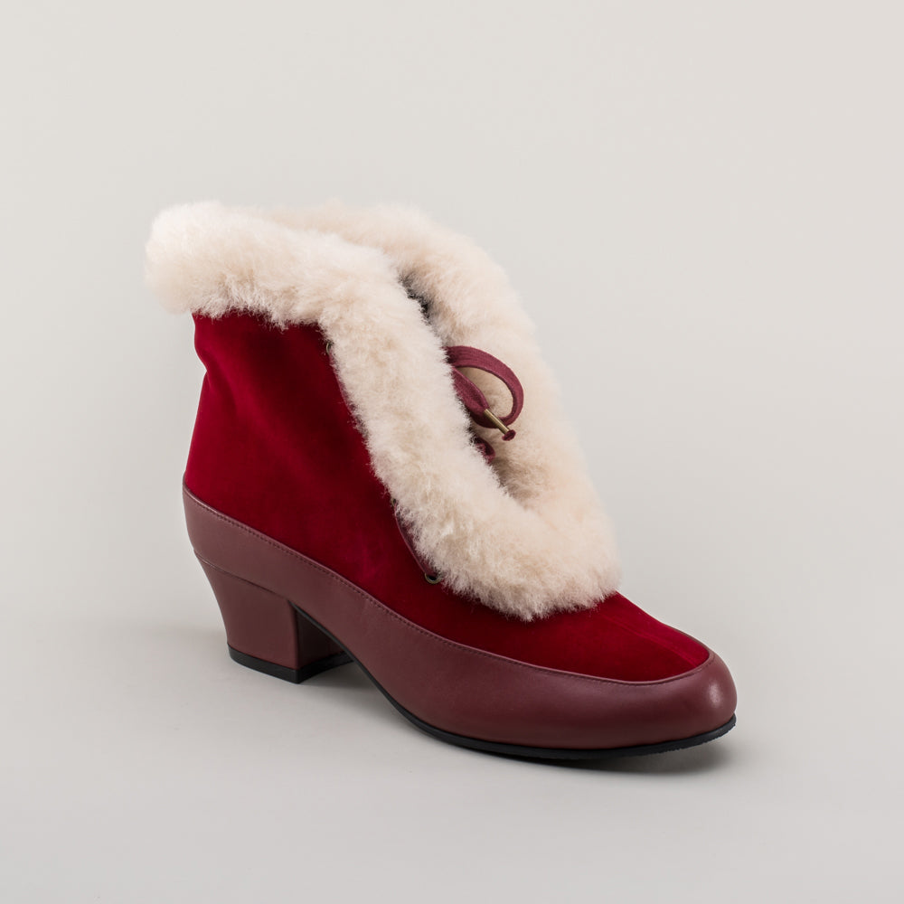 Alpen Retro Winter Booties (Oxblood/Ivory)