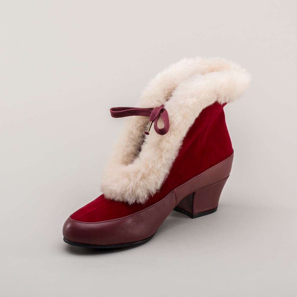 Alpen Retro Winter Booties (Oxblood/Ivory)