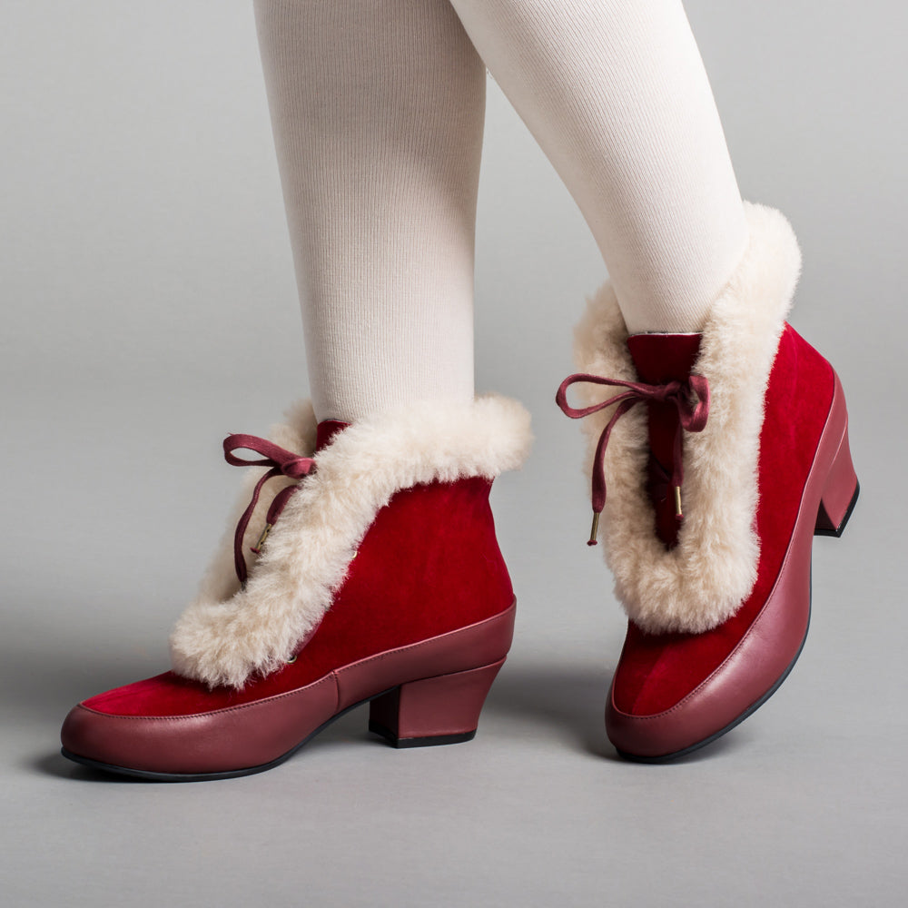 Alpen Retro Winter Booties (Oxblood/Ivory)