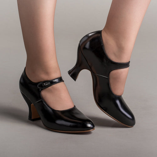 Anna May 1920s Mary Jane High Heels (Black)