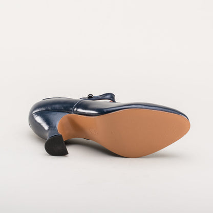 Anna May 1920s Mary Jane High Heels (Navy)