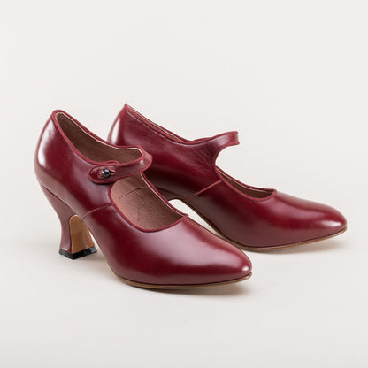 Anna May 1920s Mary Jane High Heels (Oxblood)