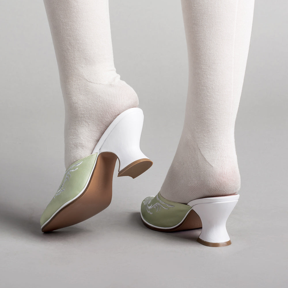 Antoinette 18th Century Mules (Green)