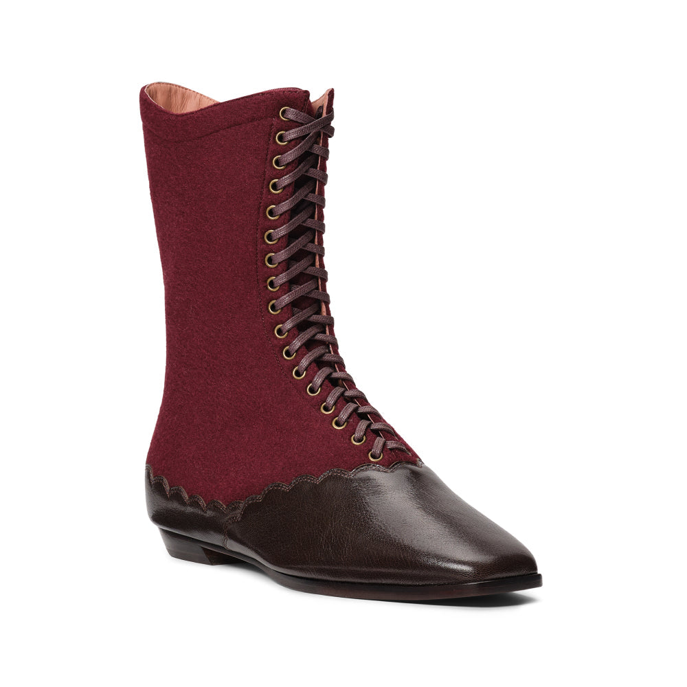 PRE-ORDER Balmoral Boots Wide (Espresso/Burgundy)