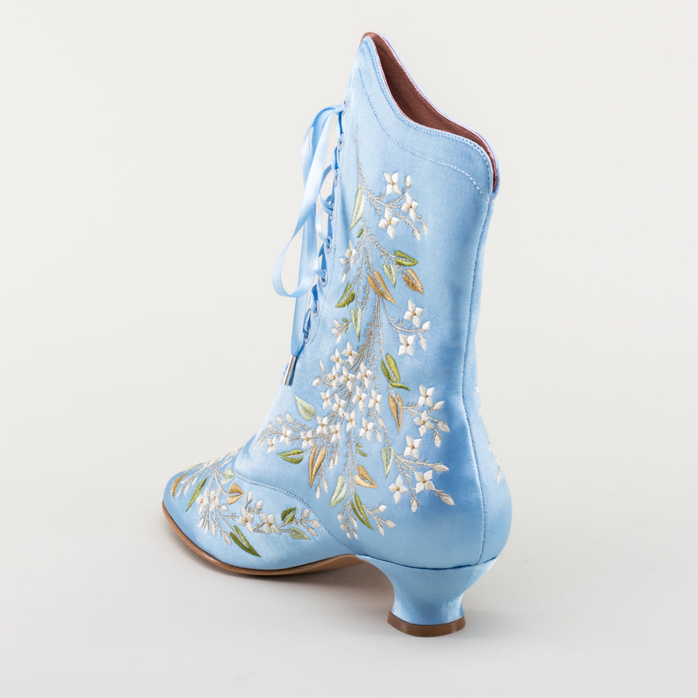 Flora Women's Embroidered Boots (Blue)