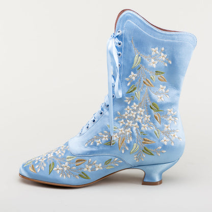 Flora Women's Embroidered Boots (Blue)