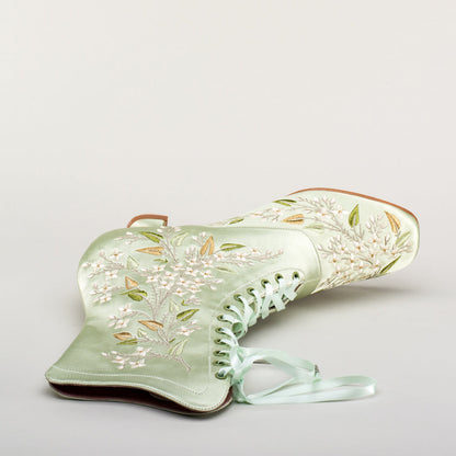 Flora Women's Embroidered Boots (Celadon Green)