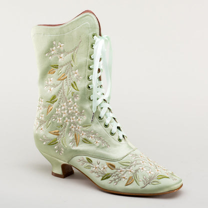 Flora Embroidered Boots Wide (Celadon Green)