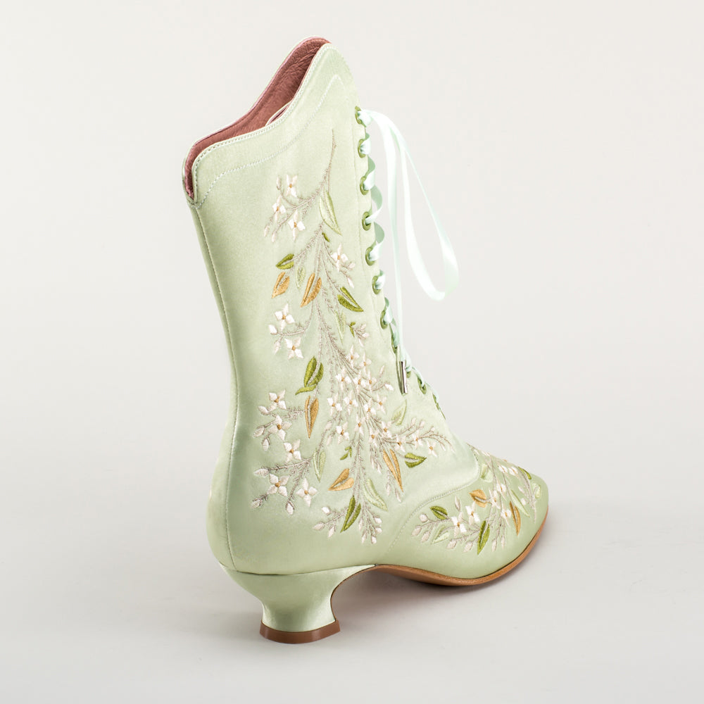 Flora Women's Embroidered Boots (Celadon Green)