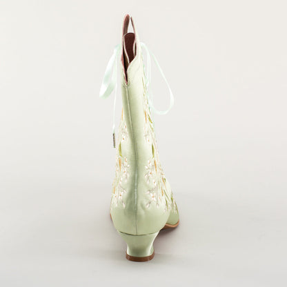 Flora Embroidered Boots Wide (Celadon Green)