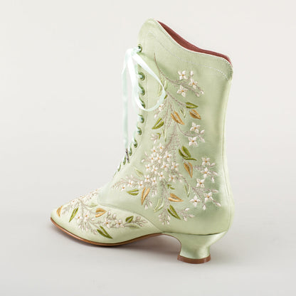 Flora Women's Embroidered Boots (Celadon Green)