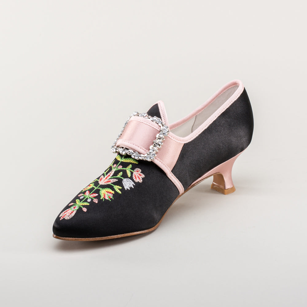 Primrose 18th Century Shoes (Black/Pink)