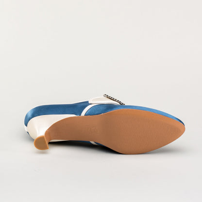 Primrose 18th Century Shoes (Blue/Ivory)