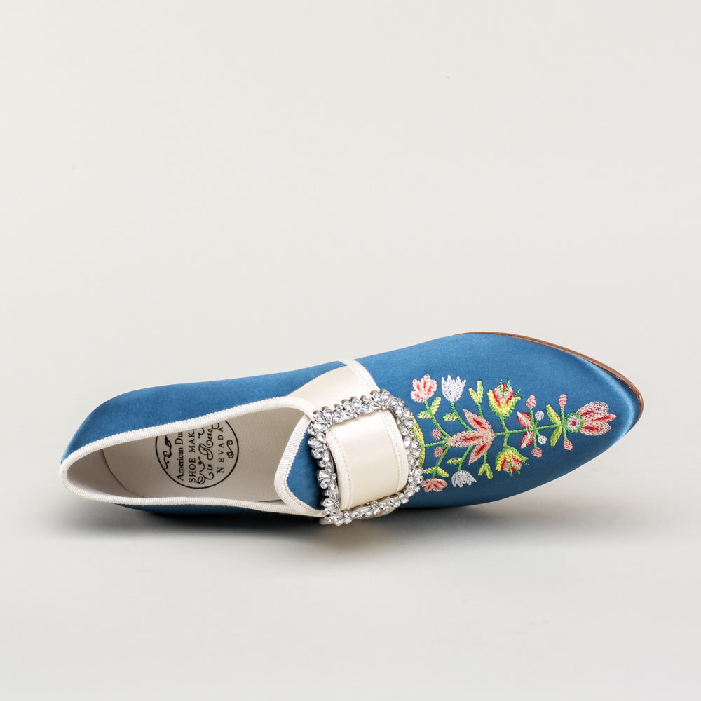 Primrose 18th Century Shoes (Blue/Ivory)