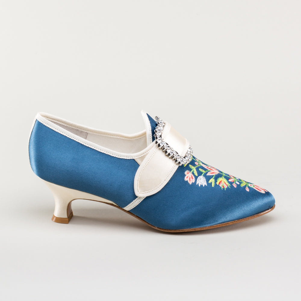 Primrose 18th Century Shoes (Blue/Ivory)