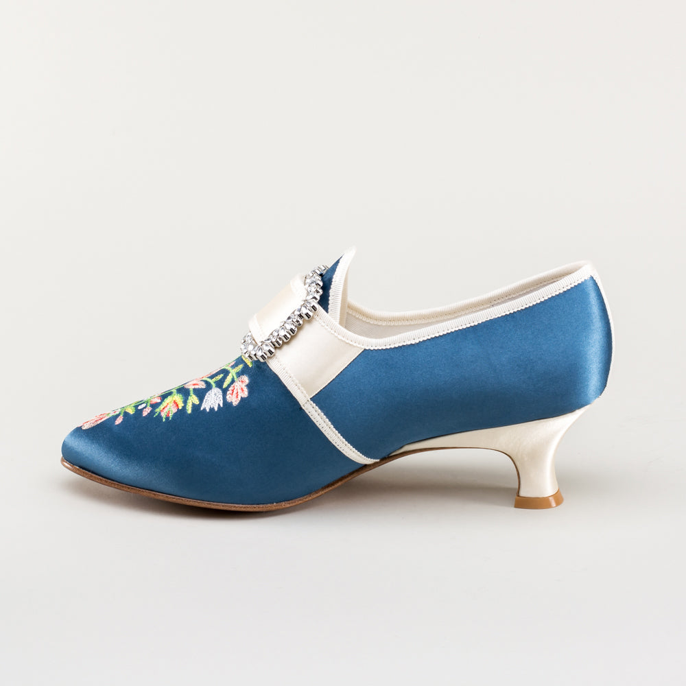 Primrose 18th Century Shoes (Blue/Ivory)