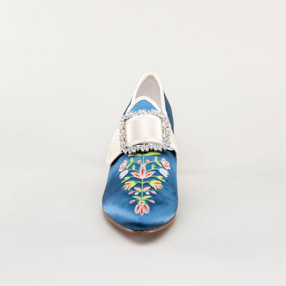 Primrose 18th Century Shoes (Blue/Ivory)