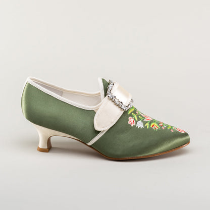 Primrose 18th Century Shoes (Green/Ivory)