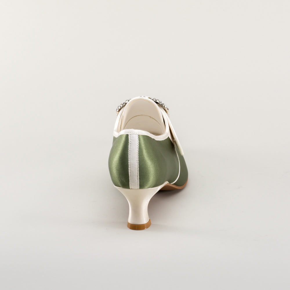 Primrose 18th Century Shoes (Green/Ivory)