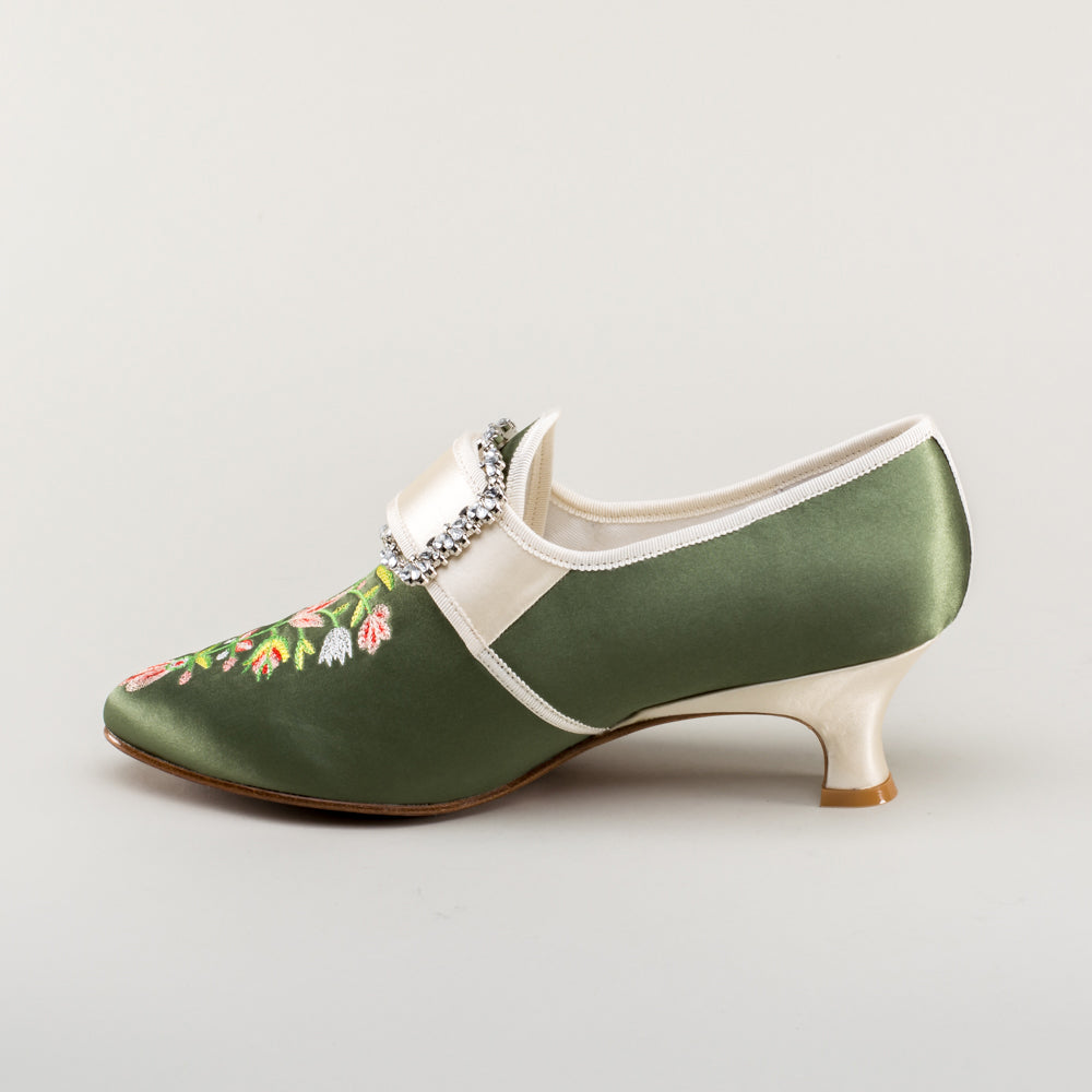 Primrose 18th Century Shoes (Green/Ivory)