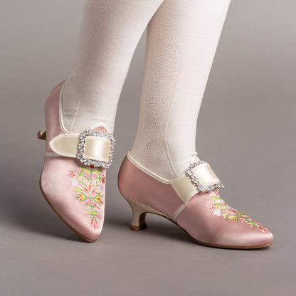 Primrose 18th Century Shoes (Pink/Ivory)