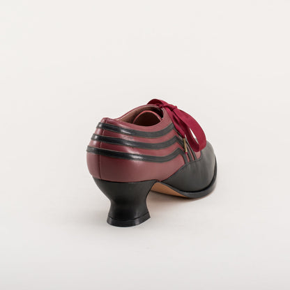 Bernadette Edwardian Oxfords (Burgundy/Black)