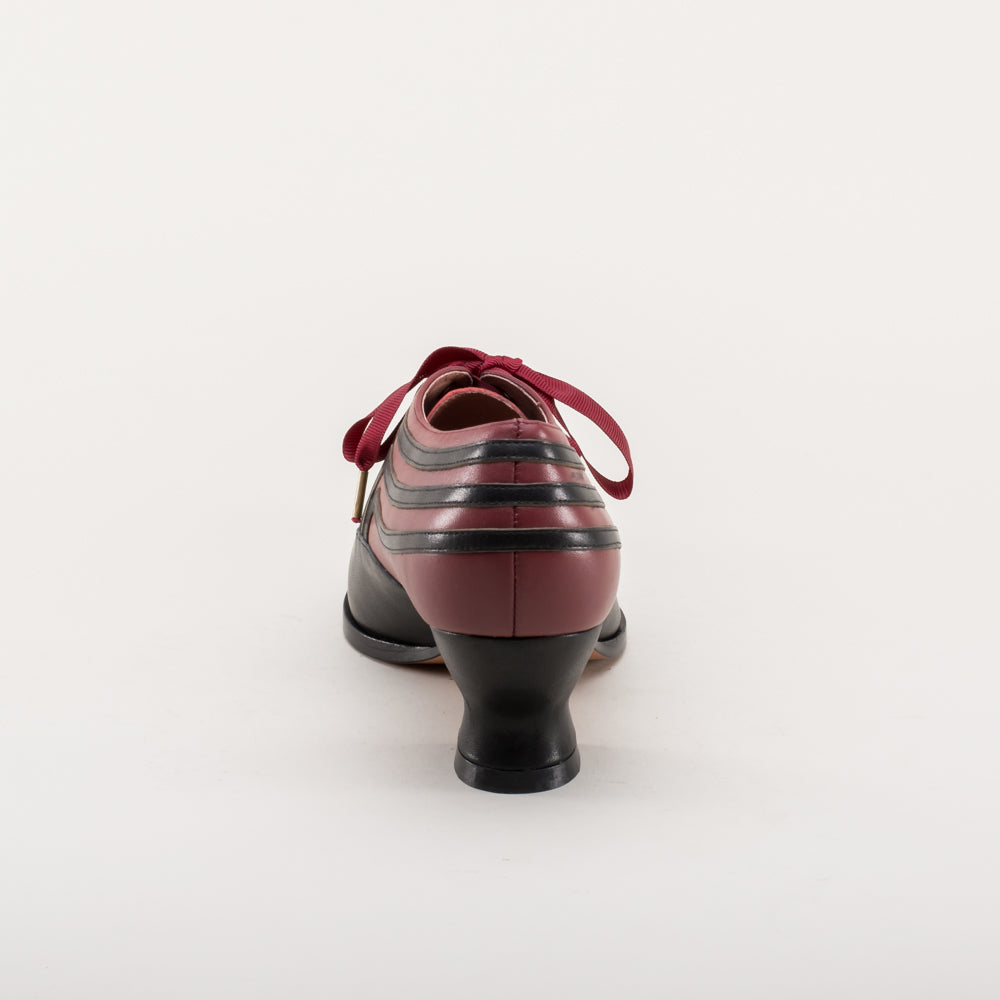 Bernadette Edwardian Oxfords (Burgundy/Black)