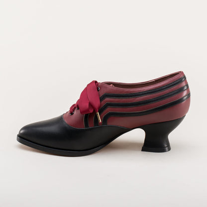 Bernadette Edwardian Oxfords (Burgundy/Black)