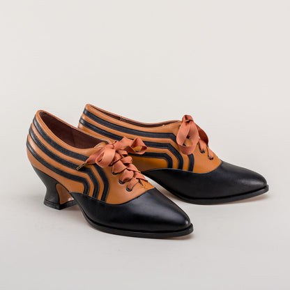 Bernadette Edwardian Oxfords (Cognac/Black)