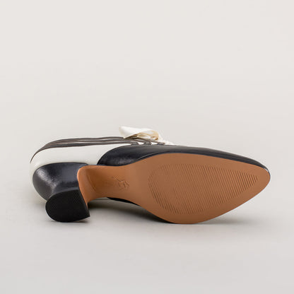Bernadette Edwardian Oxfords Wide (Ivory/Black)