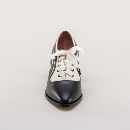 Bernadette Edwardian Oxfords (Ivory/Black)