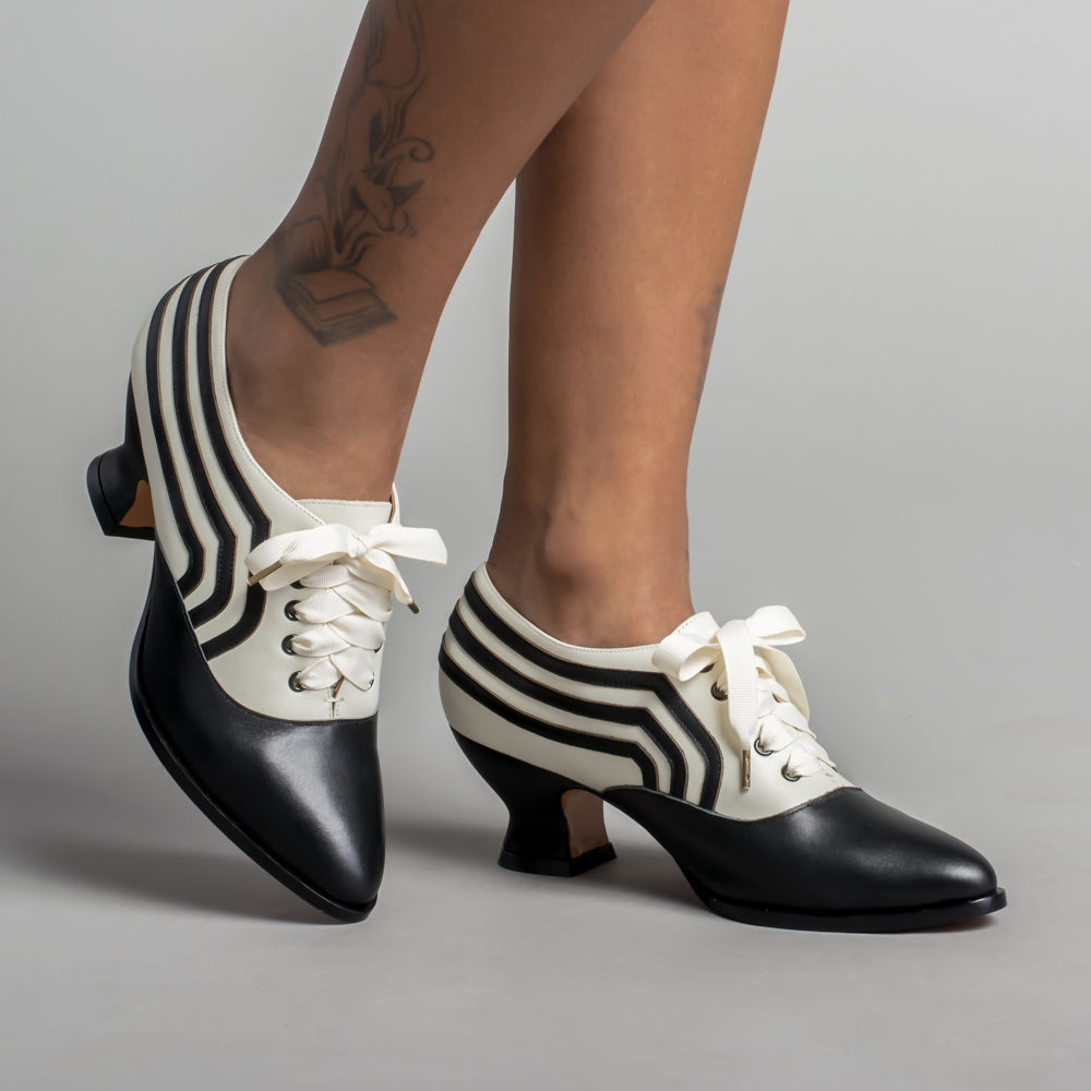 Bernadette Edwardian Oxfords (Ivory/Black)