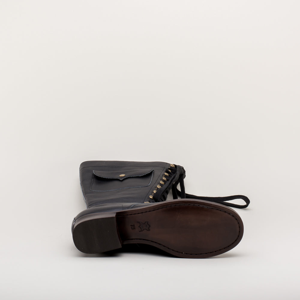 Bessie Vintage Aviator Boots (Black)