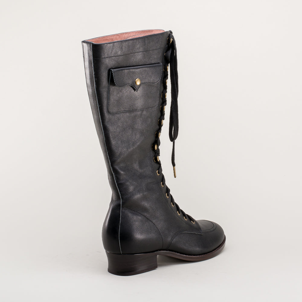 Bessie Vintage Aviator Boots (Black)