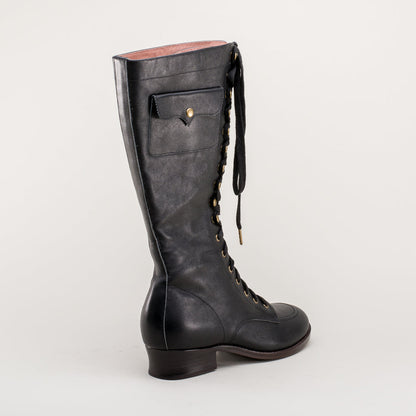 Bessie Vintage Aviator Boots (Black)