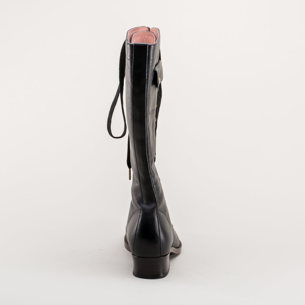 Bessie Vintage Aviator Boots Wide (Black)