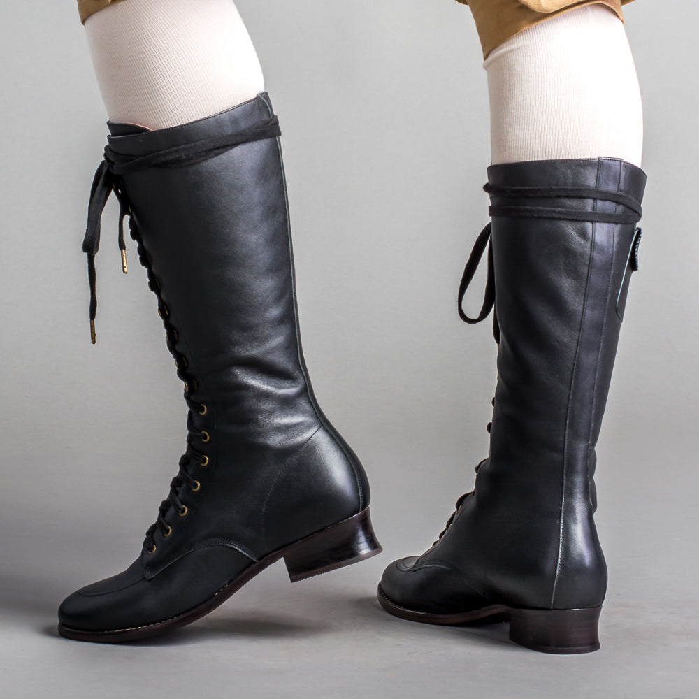 Bessie Vintage Aviator Boots (Black)