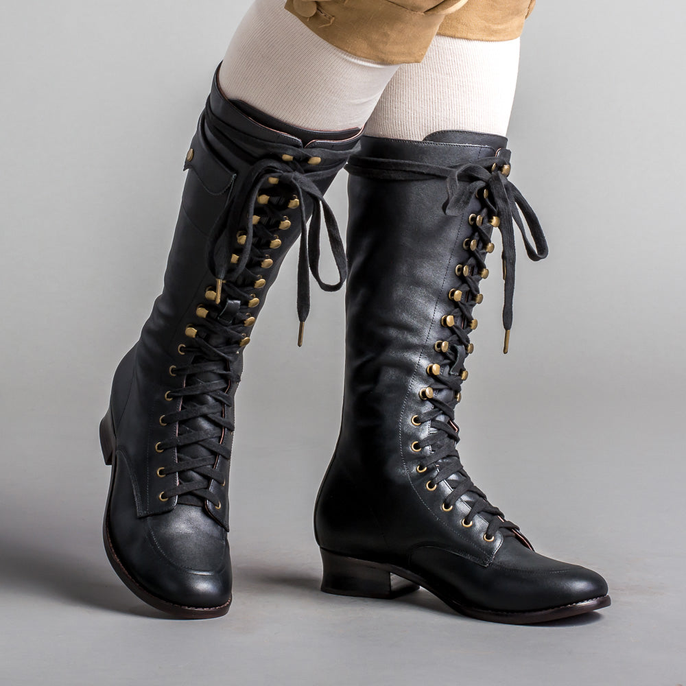 Bessie Vintage Aviator Boots Wide (Black)