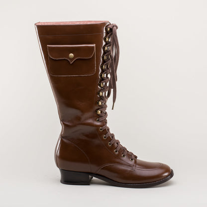 Bessie Vintage Aviator Boots (Brown)
