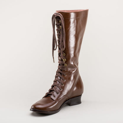 Bessie Vintage Aviator Boots Wide (Brown)
