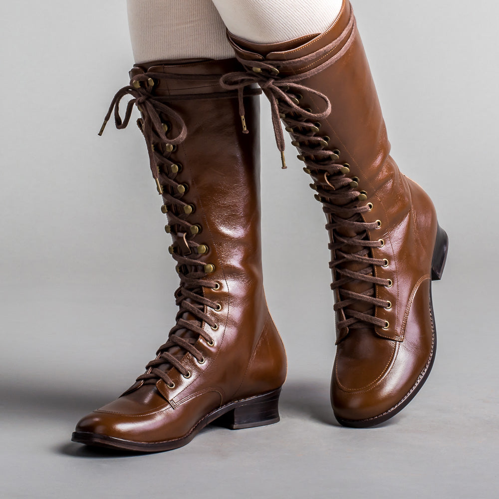 Bessie Vintage Aviator Boots Wide (Brown)