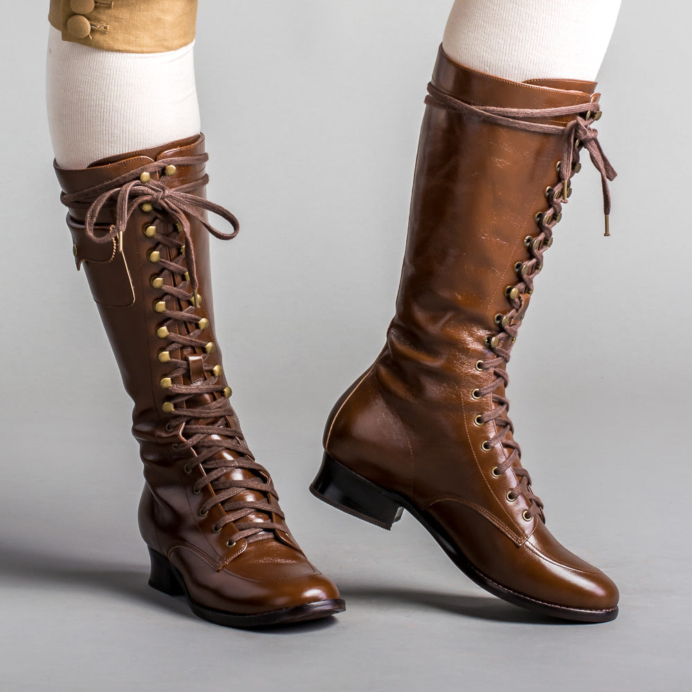 Bessie Vintage Aviator Boots Wide (Brown)