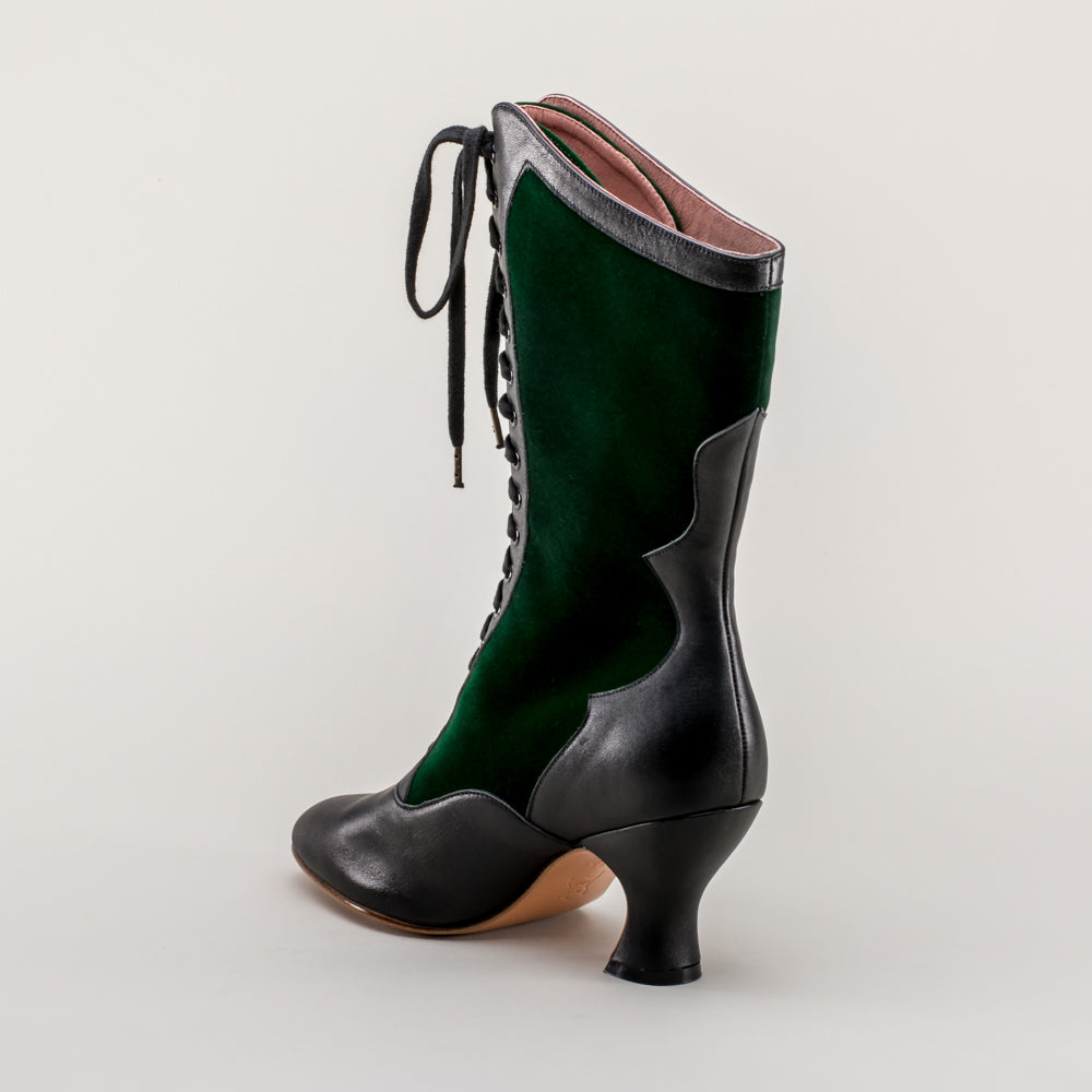 Camille Edwardian Boots (Black/Green)