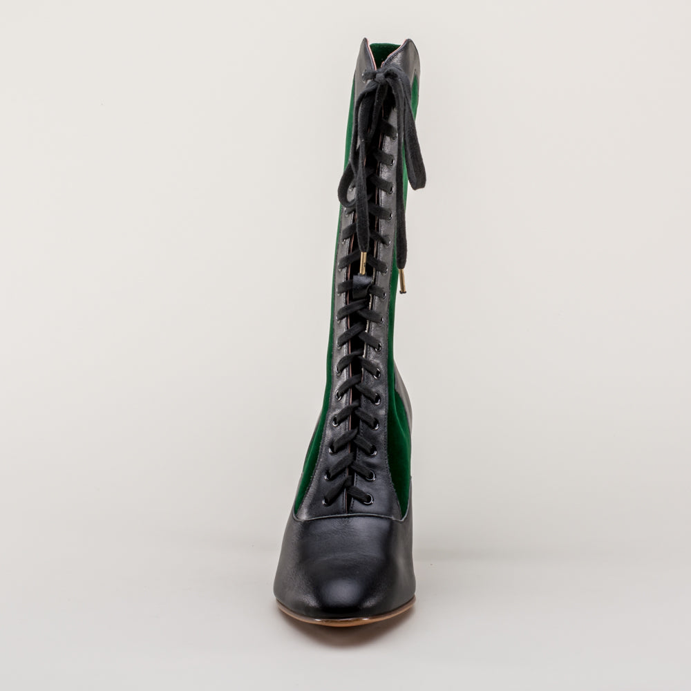 Camille Edwardian Boots (Black/Green)