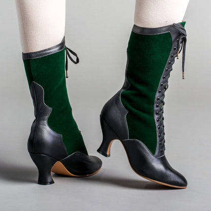 Camille Edwardian Boots (Black/Green)