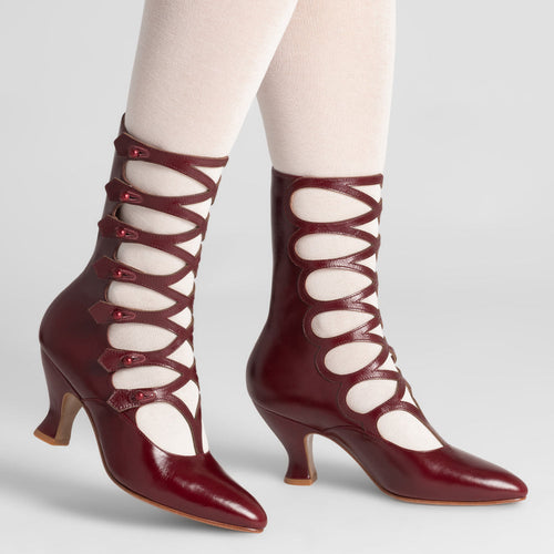 Cleo Edwardian Boots Wide (Black Cherry)