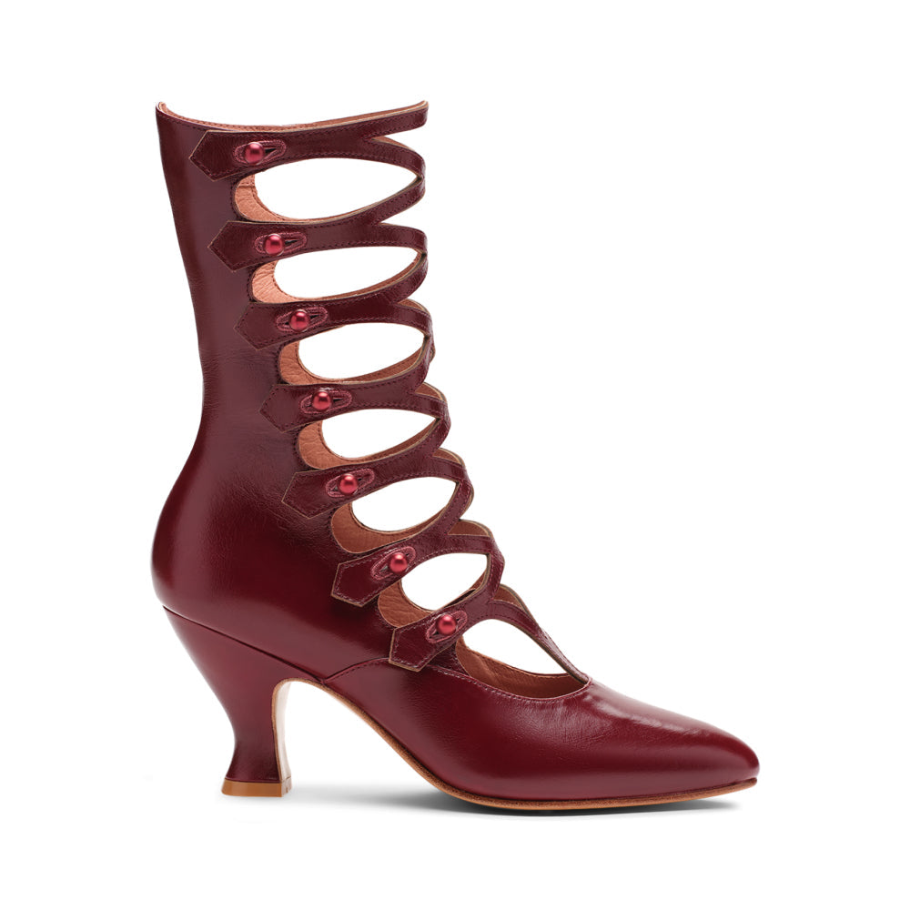 Cleo Edwardian Boots Wide (Black Cherry)