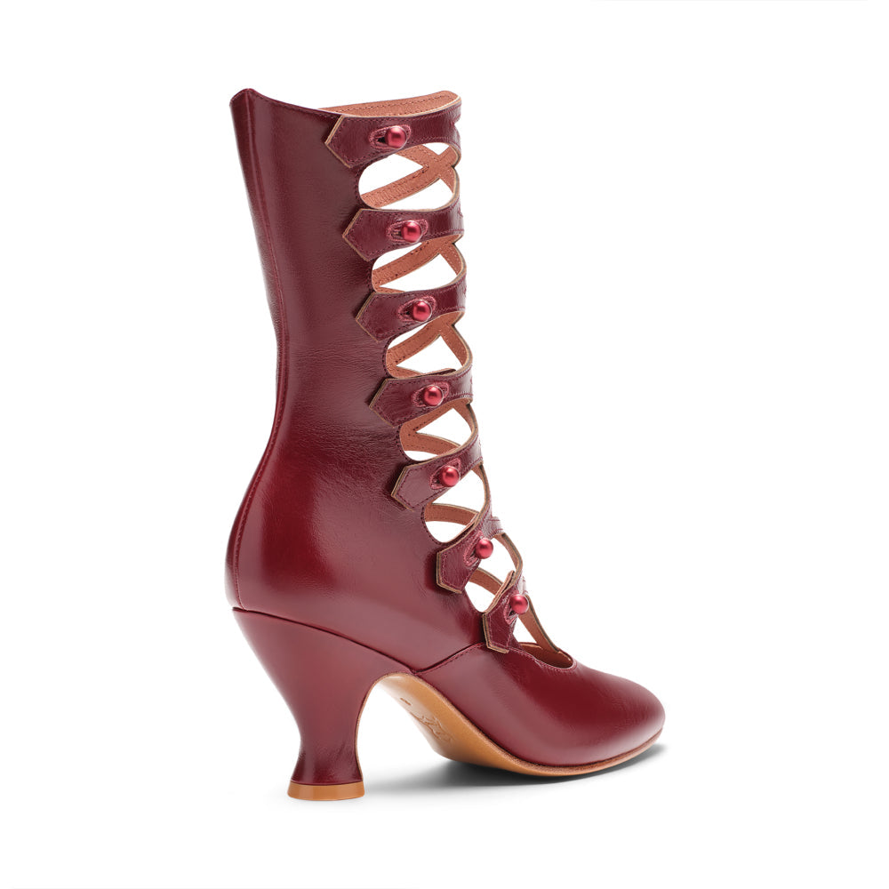 Cleo Edwardian Boots Wide (Black Cherry)
